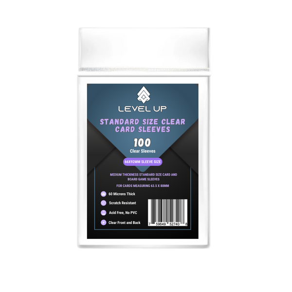 Level Up Sleeves | Standard Clear Card Game Sleeves (60 microns) - Level Up Store Level Up Sleeves | Standard Clear Card Game Sleeves (60 microns) - Level Up Store