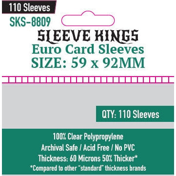 Sleeve Kings | Euro Card Sleeves (Size 59 x 92 mm) - Level Up Store Sleeve Kings | Euro Card Sleeves (Size 59 x 92 mm) - Level Up Store
