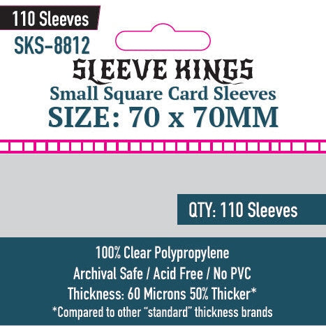 70x70 card sleeves Sleeve Kings | Small Square Card Sleeves (Size 70 x 70 mm)