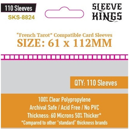 Sleeve Kings | French Tarot Sleeves (Size 61 x 112 mm) - Level Up Store Sleeve Kings | French Tarot Sleeves (Size 61 x 112 mm) - Level Up Store