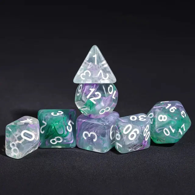 Level Up Dice | Translucent Two-Color Swirl  | (Green/Purple)