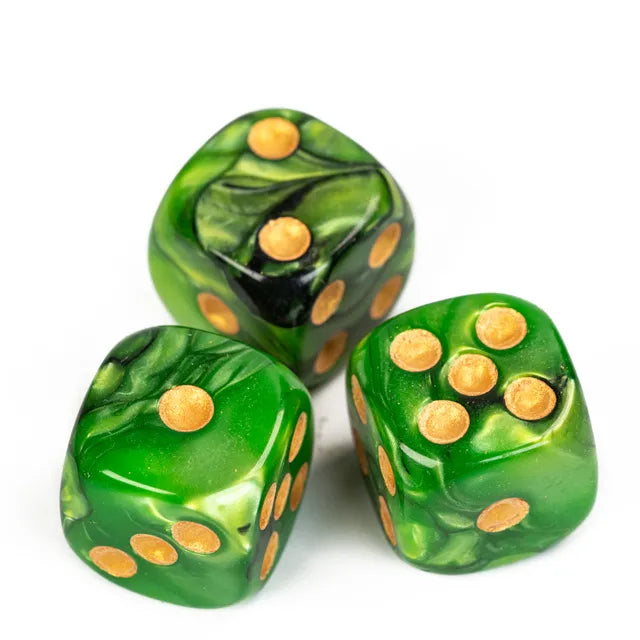 Level Up Dice | 16mm D6 Marbled Green and Black | 6 Dice