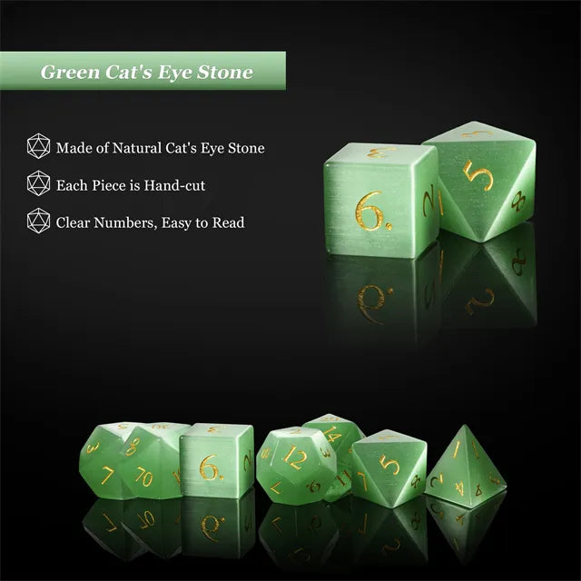 Level Up Premium Dice | Cat Eye Gemstone | Green