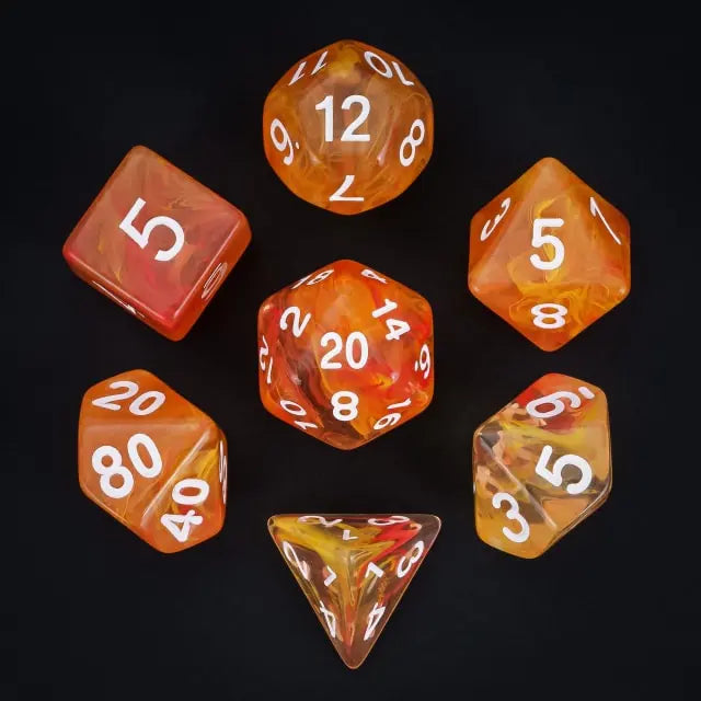 Level Up Dice | Translucent Two-Color Swirl  | (Orange/Yellow)
