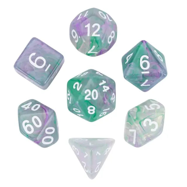 Level Up Dice | Translucent Two-Color Swirl  | (Green/Purple)