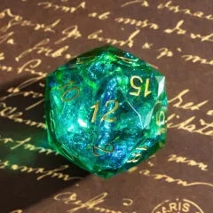 Level Up Handmade Dice | Large 30mm D20 | Jade Swirl