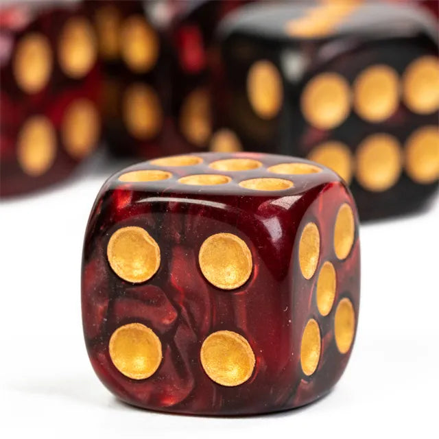 Level Up Dice | 16mm D6 Marbled Red and Black | 6 Dice