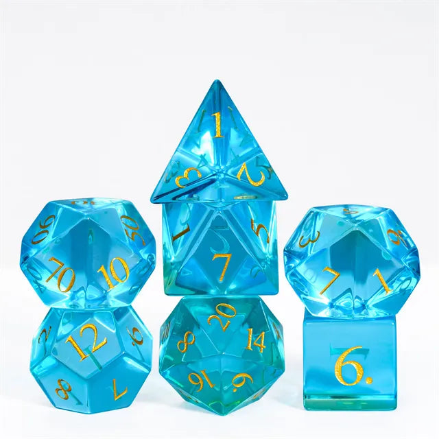 Level Up Premium Dice | Colorful Glaze Glass | Blue