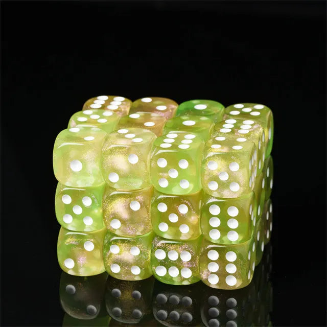 Level Up Dice | 16mm D6 Galaxy Lime| 12 Dice