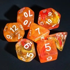Level Up Dice | Translucent Two-Color Swirl  | (Orange/Yellow)