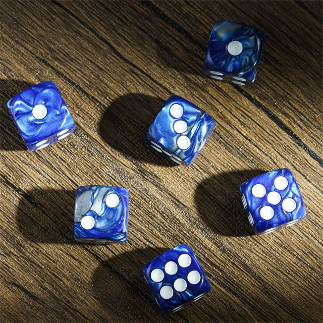 Level Up Dice | 16mm D6 Marbled Dark Blue and Black | 6 Dice