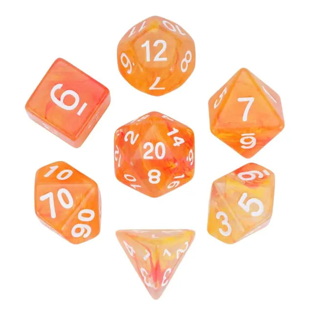 Level Up Dice | Translucent Two-Color Swirl  | (Orange/Yellow)