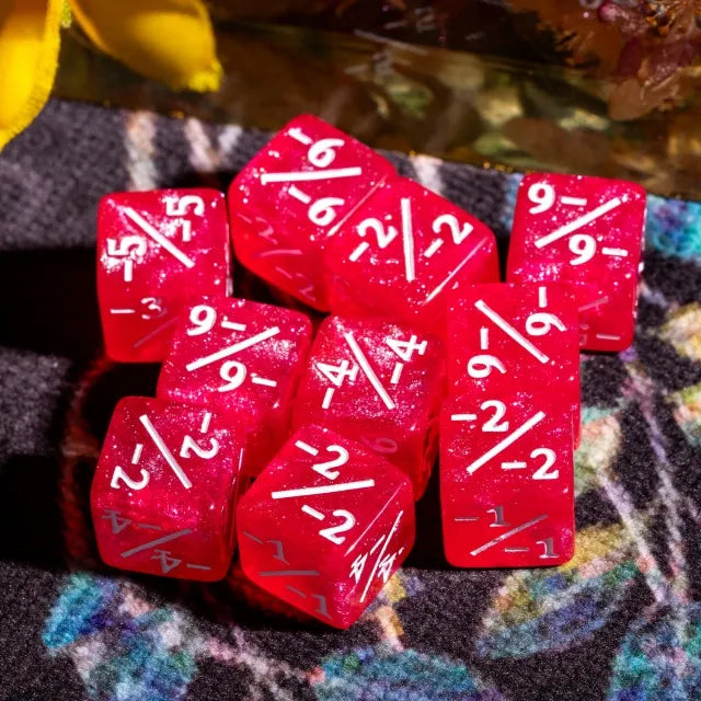 Level Up Dice | D6 12mm Negative Counters | Pink | 10 Dice
