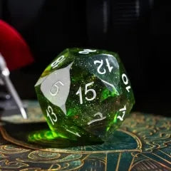Level Up Handmade Dice | Large 30mm D20 | Green Swirl