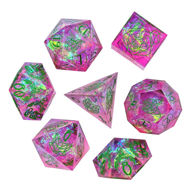 Level Up Handmade Dice | Candy Paper Pattern | Pink Green