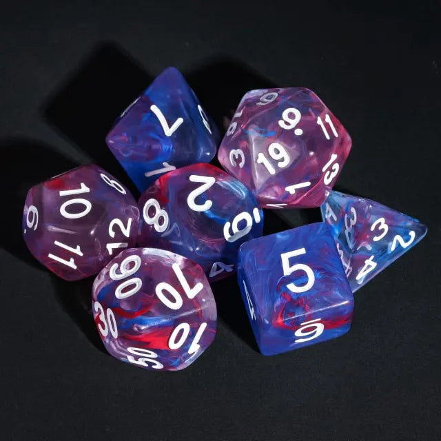 Level Up Dice | Translucent Two-Color Swirl  | (Blue/Red)