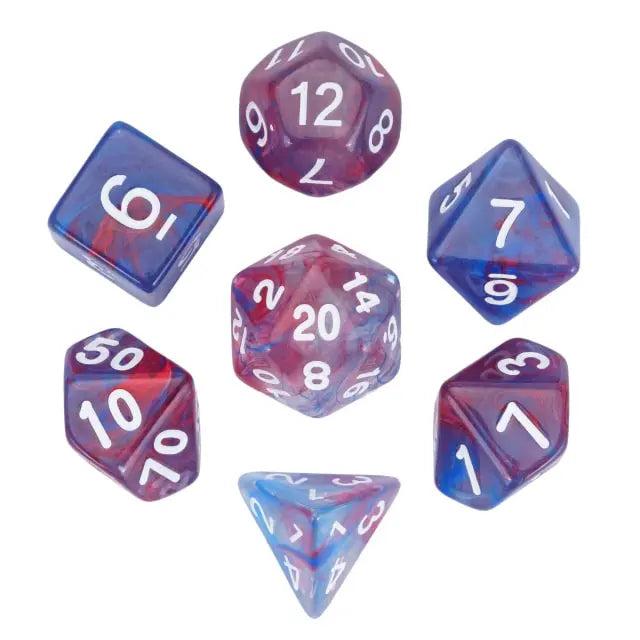 Level Up Dice | Translucent Two-Color Swirl  | (Blue/Red)