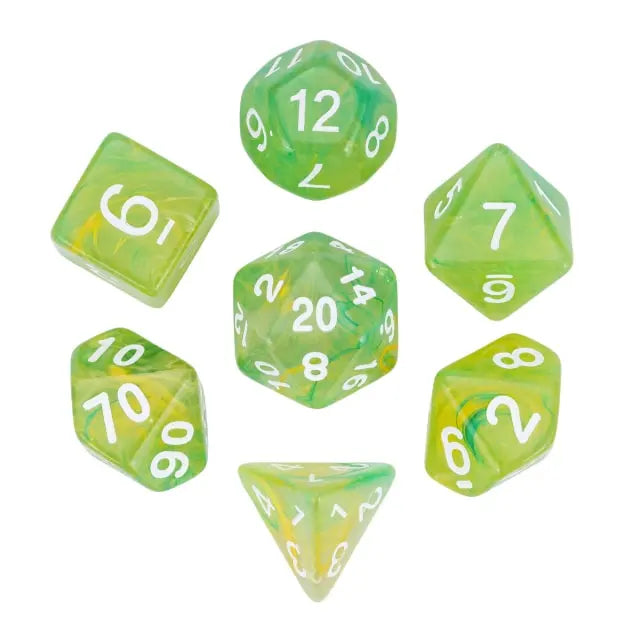 Level Up Dice | Translucent Two-Color Swirl  | (Green/Yellow)