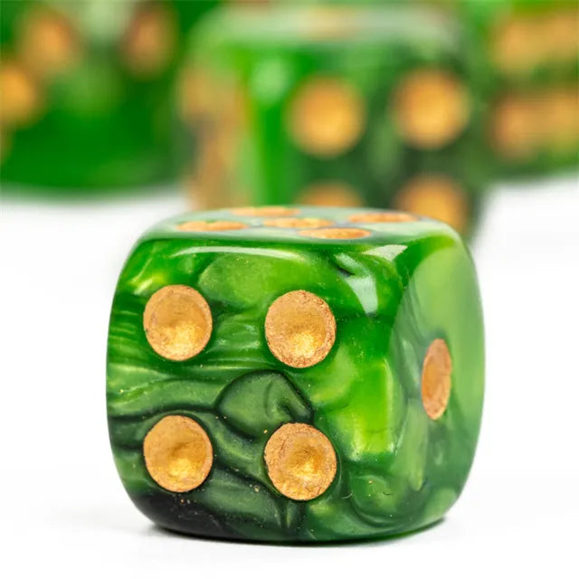 Level Up Dice | 16mm D6 Marbled Green and Black | 6 Dice