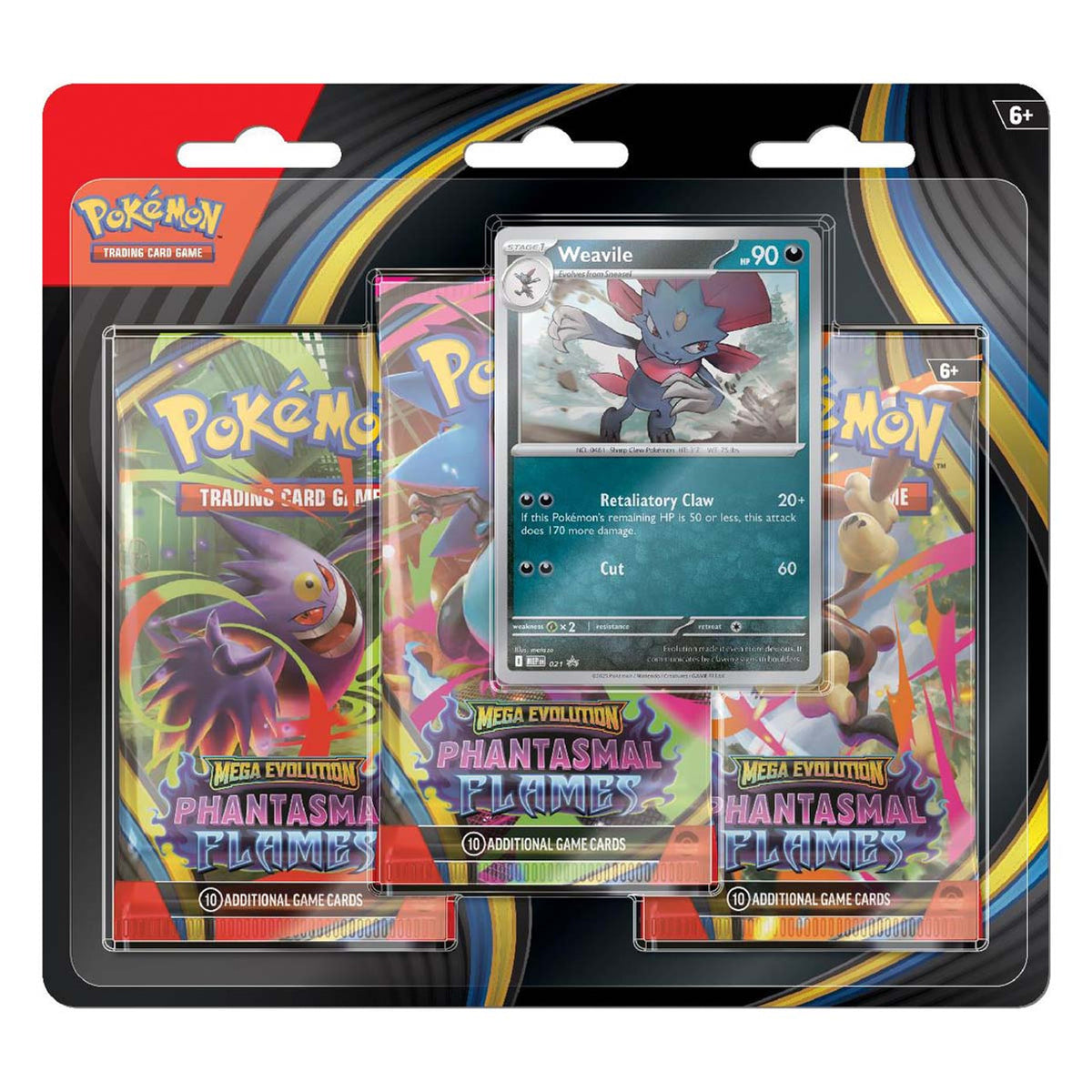 Pokemon TCG: Mega Evolution - Phantasmal Flames 3-Pack Blister: Weavile