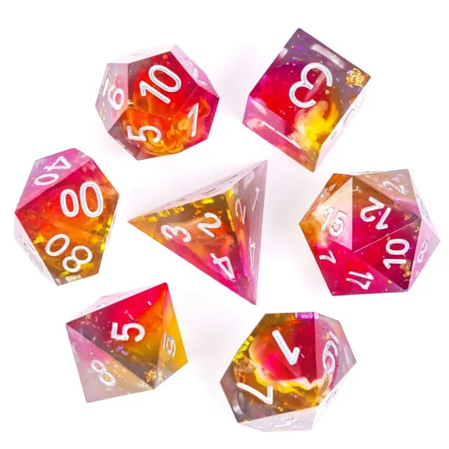 Level Up Handmade Dice | Prism Sparkle | Red Yellow