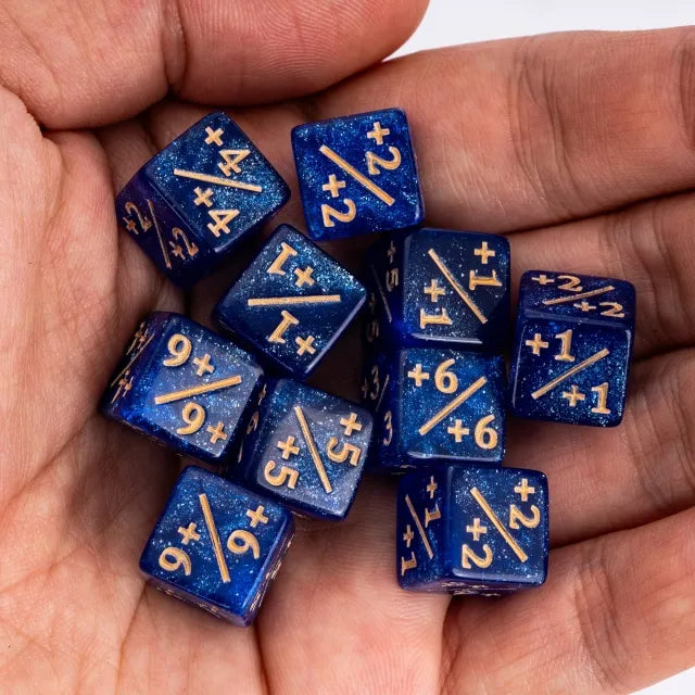 Level Up Dice | D6 12mm Positive Counters | Blue | 10 Dice