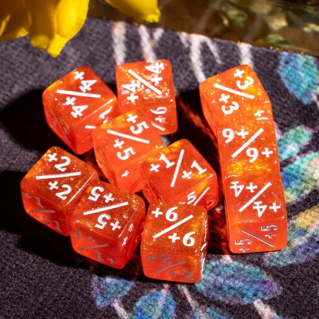 Level Up Dice | D6 12mm Positive Counters | Orange | 10 Dice