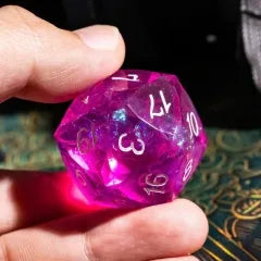 Level Up Handmade Dice | Large 30mm D20 | Pink Swirl