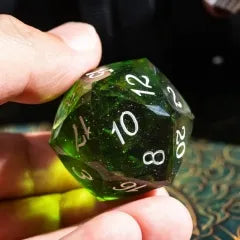 Level Up Handmade Dice | Large 30mm D20 | Green Swirl