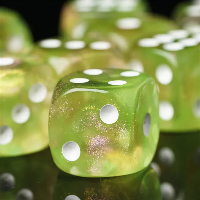 Level Up Dice | 16mm D6 Galaxy Lime| 12 Dice