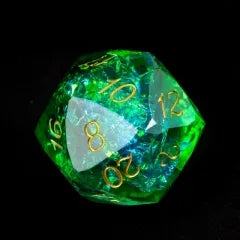 Level Up Handmade Dice | Large 30mm D20 | Jade Swirl
