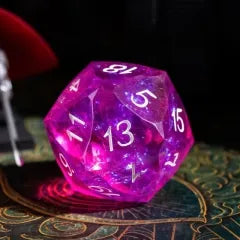 Level Up Handmade Dice | Large 30mm D20 | Pink Swirl