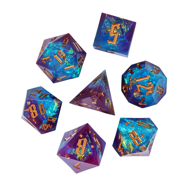 Level Up Handmade Dice | Glitter Paper | Purple Blue