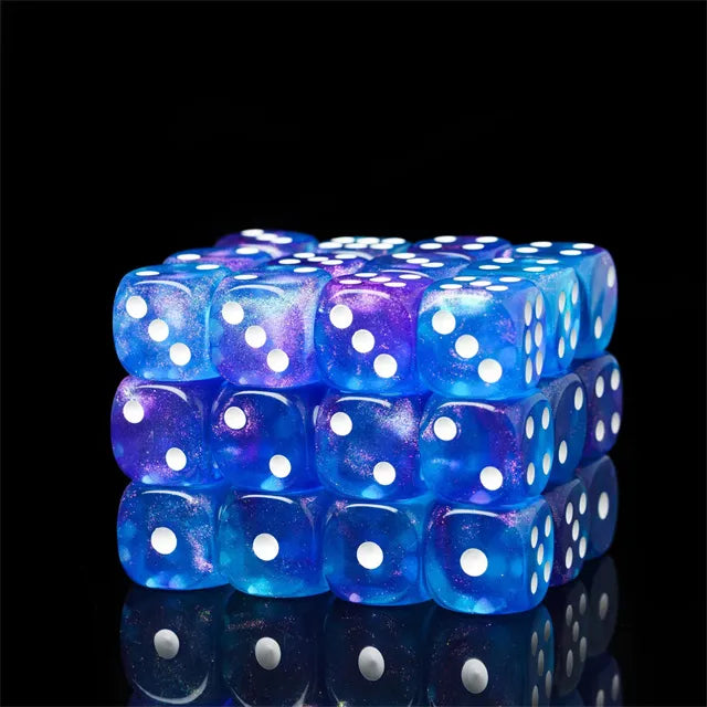 Level Up Dice | 16mm D6 Galaxy Purple Blue | 12 Dice