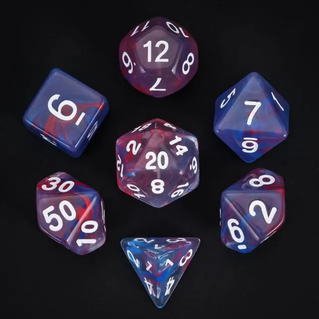 Level Up Dice | Translucent Two-Color Swirl  | (Blue/Red)