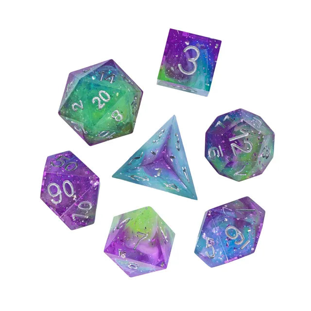 Level Up Handmade Dice | Prism Sparkle | Purple Blue Green