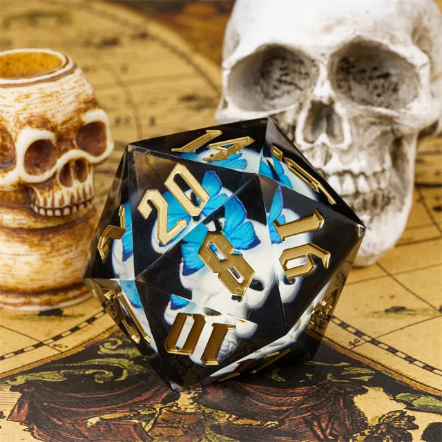 Level Up Dice | Giant 55mm D20 | Handmade Glow in the Dark Skull