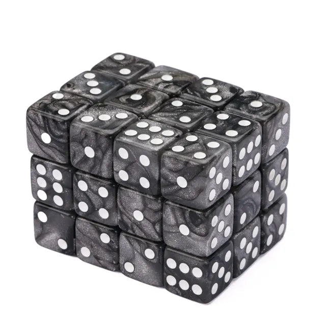 Level Up Dice | D6 Black Gray 16mm Glitter | 12 Dice