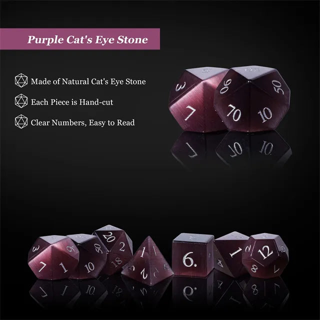 Level Up Premium Dice | Cat Eye Gemstone | Purple
