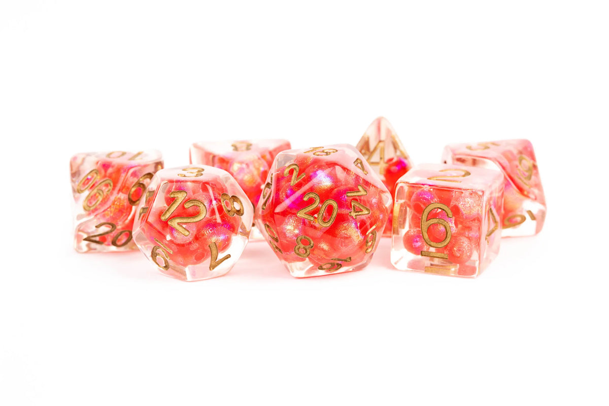 Pearl Red / Copper Numbers - 16mm Resin Dice Set