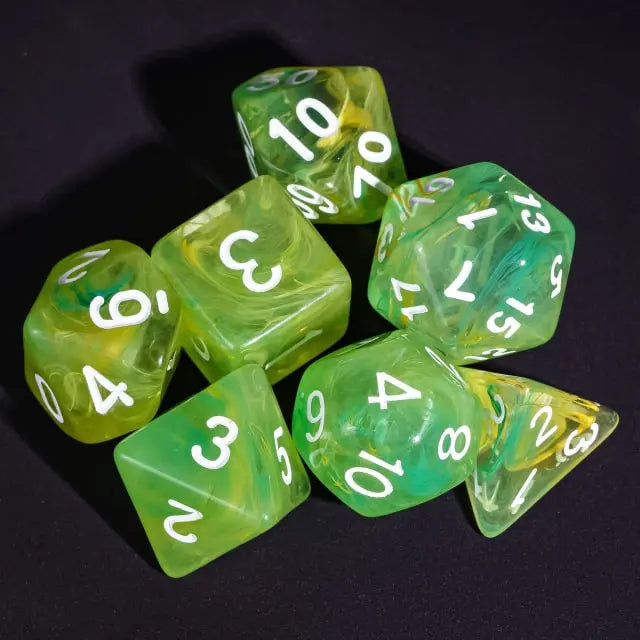 Level Up Dice | Translucent Two-Color Swirl  | (Green/Yellow)