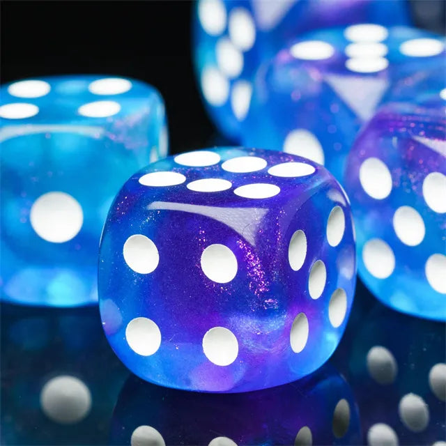 Level Up Dice | 16mm D6 Galaxy Purple Blue | 12 Dice