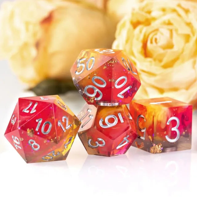 Level Up Handmade Dice | Prism Sparkle | Red Yellow