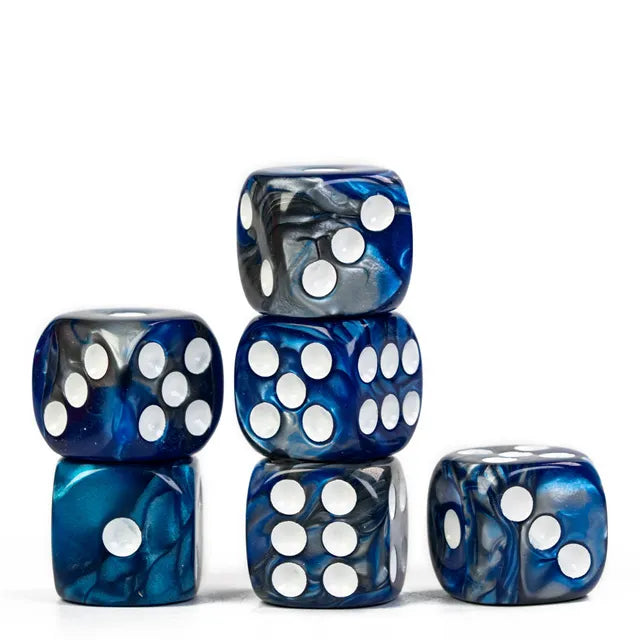 Level Up Dice | 16mm D6 Marbled Dark Blue and Black | 6 Dice