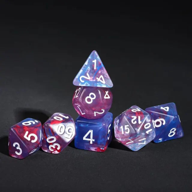 Level Up Dice | Translucent Two-Color Swirl  | (Blue/Red)