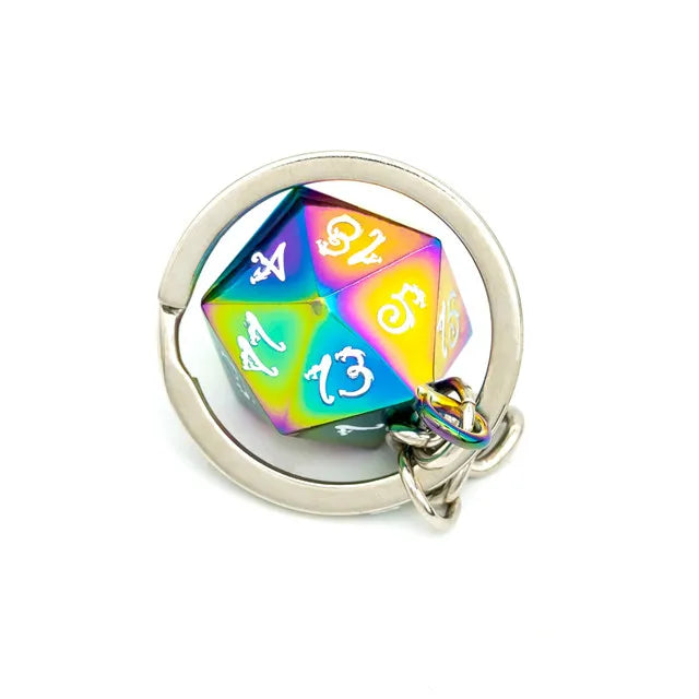 D20 Metal Keychain | Rainbow