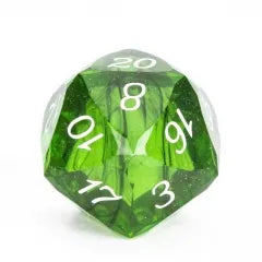 Level Up Handmade Dice | Large 30mm D20 | Green Swirl