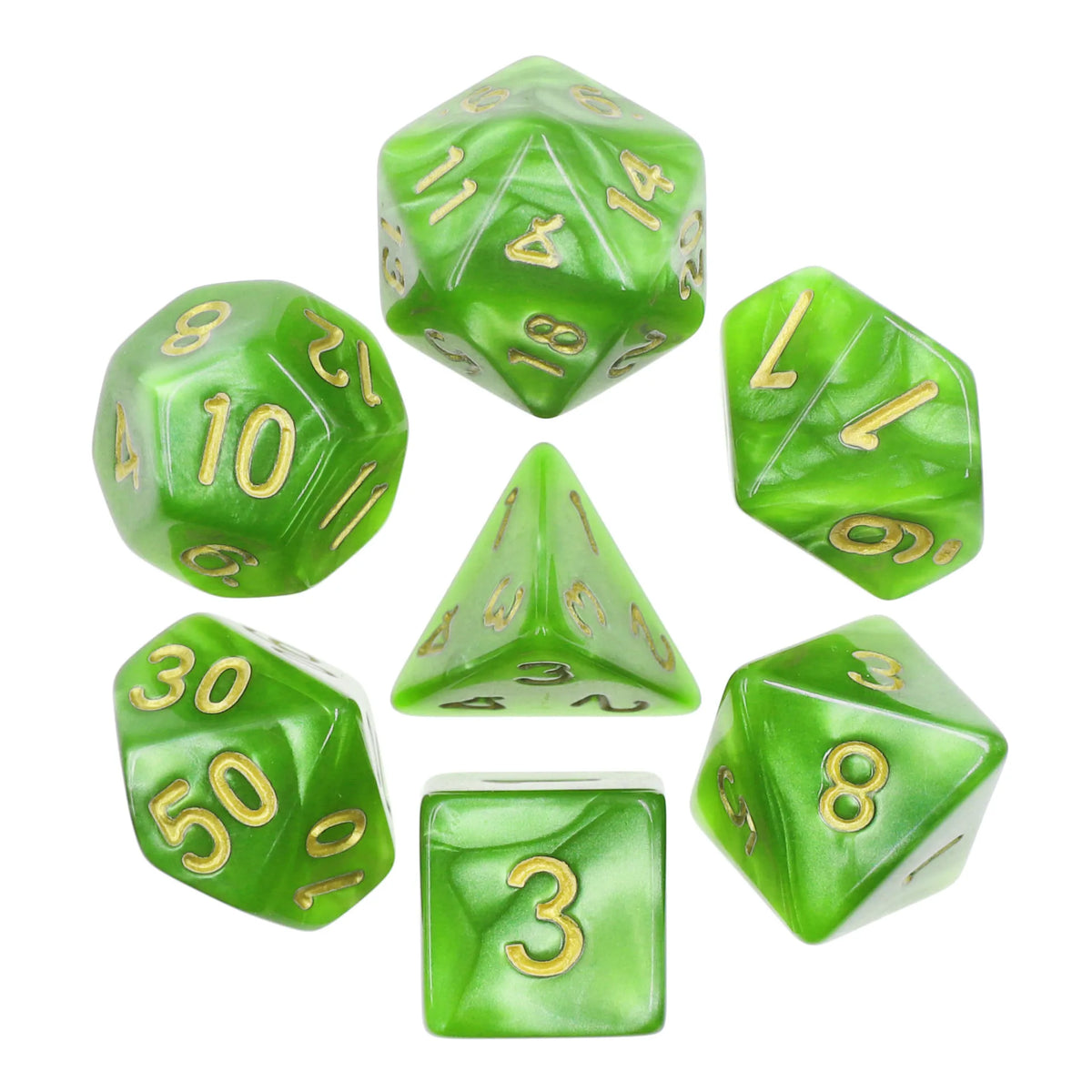 Light Green (Golden font) pearl dice