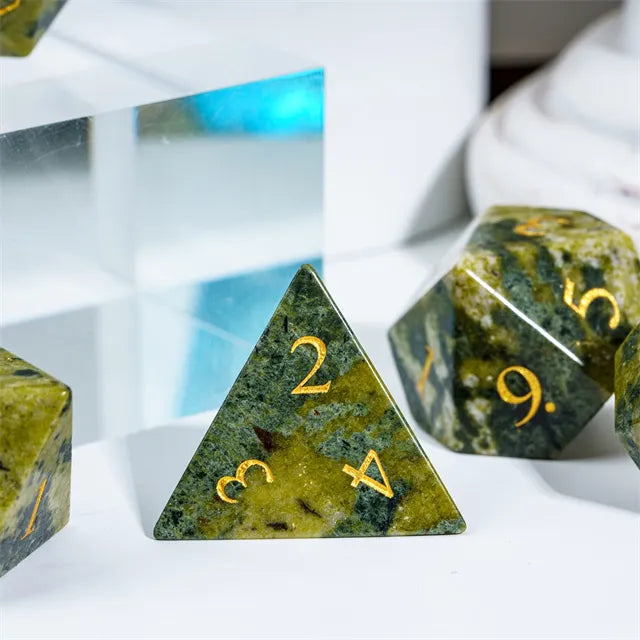 Level Up Premium Dice | Natural Green Ghost Jade Stone