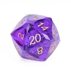 Level Up Handmade Dice | Large 30mm D20 | Purple Swirl